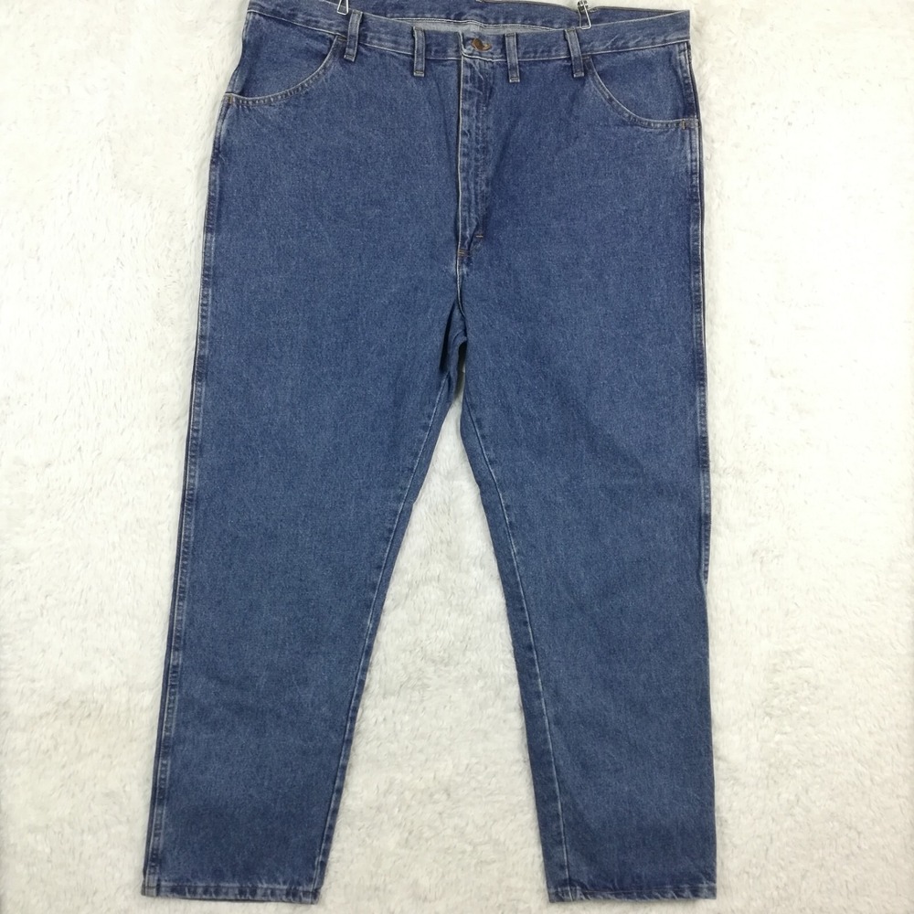 Rustler Mens Jeans Straight Leg Regular Fit Blue Denim Heavyweight 46x32 New